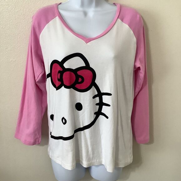 Hello Kitty Pink McBling Sanrio Kawaii Cutecore Lightweight Baseball Tee XL - Picture 1 of 10